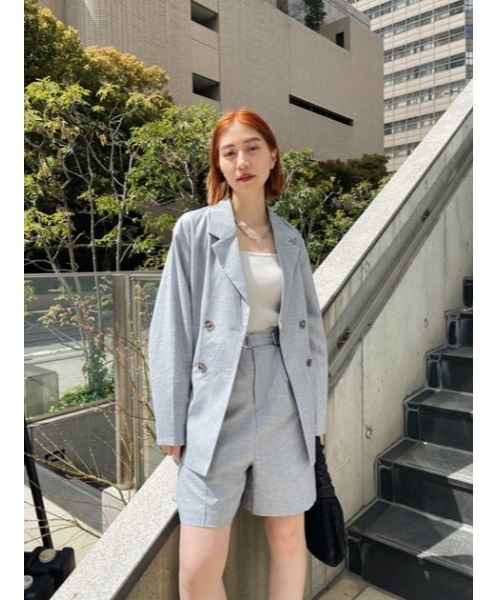 MOUSSY（マウジー）の「DOUBLE BREASTED BOXY ジャケット（チェスターコート・レディース・ライトブルー/オフホワイト/ライトベージュ・2/1）」の4枚目の写真