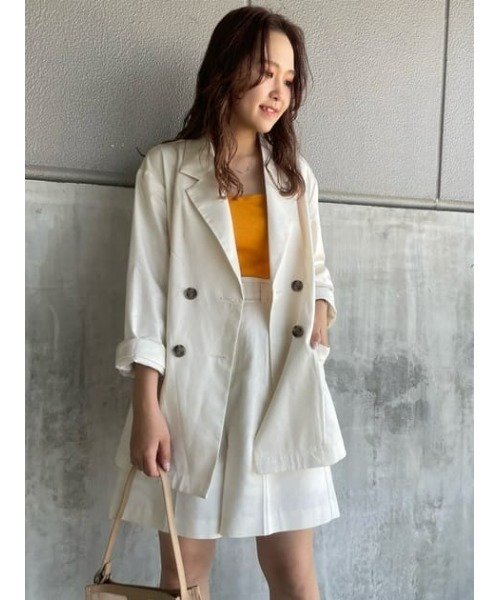 MOUSSY（マウジー）の「DOUBLE BREASTED BOXY ジャケット（チェスターコート・レディース・ライトブルー/オフホワイト/ライトベージュ・2/1）」の6枚目の写真