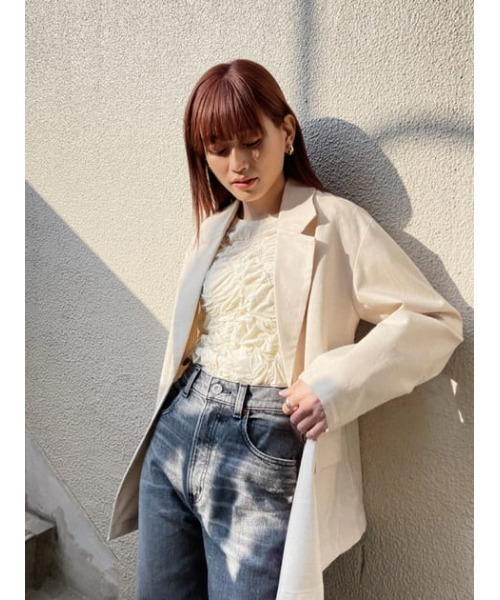 MOUSSY（マウジー）の「DOUBLE BREASTED BOXY ジャケット（チェスターコート・レディース・ライトブルー/オフホワイト/ライトベージュ・2/1）」の5枚目の写真