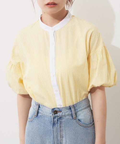 MERLOT(メルロー)の「クレリックストライプシャツ(シャツ/ブラウス・レディース・イエロー/ブルー/グリーン・FREE)」の13枚目の写真