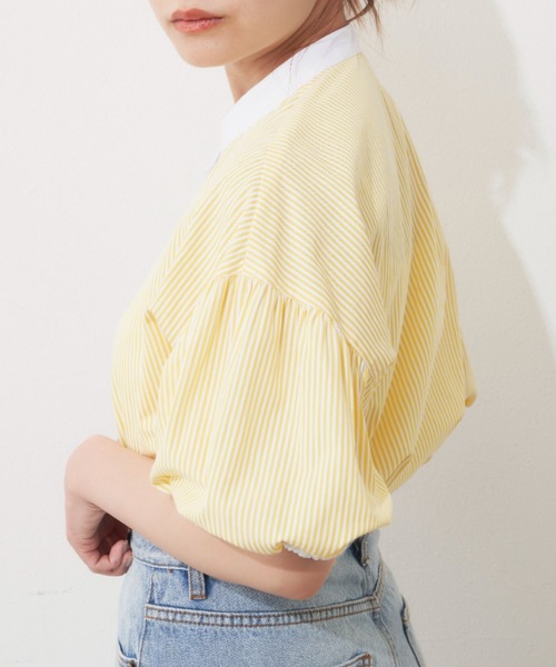 MERLOT(メルロー)の「クレリックストライプシャツ(シャツ/ブラウス・レディース・イエロー/ブルー/グリーン・FREE)」の15枚目の写真