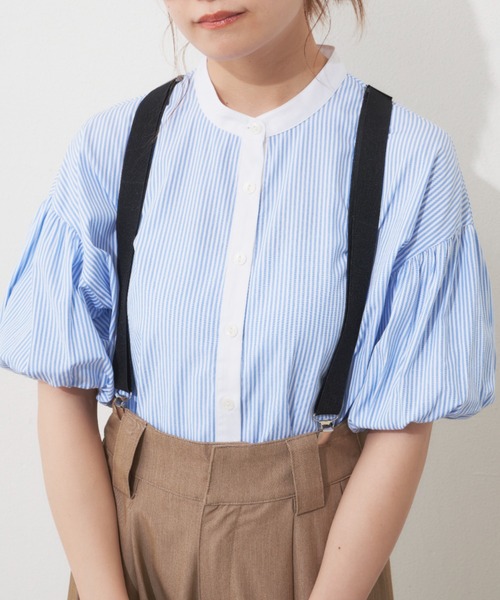 MERLOT(メルロー)の「クレリックストライプシャツ(シャツ/ブラウス・レディース・イエロー/ブルー/グリーン・FREE)」の4枚目の写真