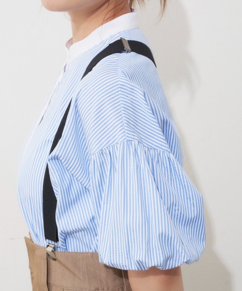 MERLOT(メルロー)の「クレリックストライプシャツ(シャツ/ブラウス・レディース・イエロー/ブルー/グリーン・FREE)」の7枚目の写真