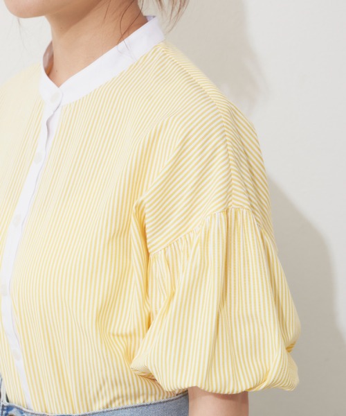 MERLOT(メルロー)の「クレリックストライプシャツ(シャツ/ブラウス・レディース・イエロー/ブルー/グリーン・FREE)」の18枚目の写真