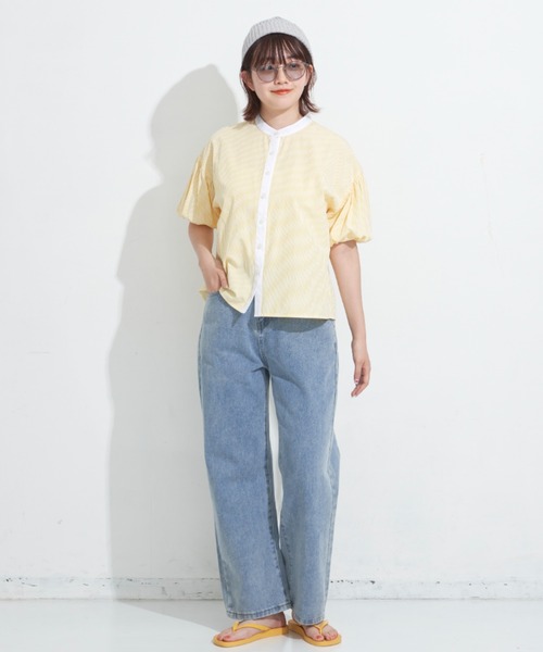 MERLOT(メルロー)の「クレリックストライプシャツ(シャツ/ブラウス・レディース・イエロー/ブルー/グリーン・FREE)」の21枚目の写真