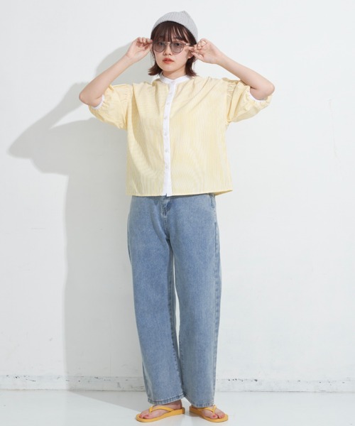 MERLOT(メルロー)の「クレリックストライプシャツ(シャツ/ブラウス・レディース・イエロー/ブルー/グリーン・FREE)」の20枚目の写真