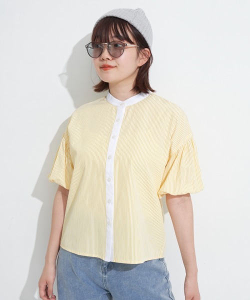 MERLOT(メルロー)の「クレリックストライプシャツ(シャツ/ブラウス・レディース・イエロー/ブルー/グリーン・FREE)」の22枚目の写真