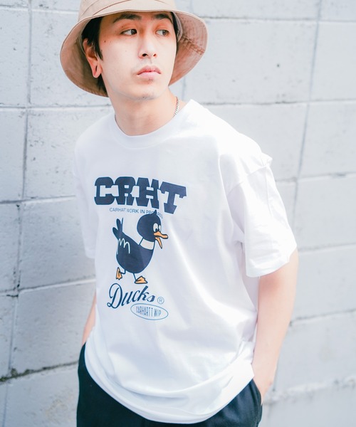 Carhartt WIP(カーハートダブリューアイピー)の「Carhartt WIP(カーハート ワークインプログレス) ダックス 半袖Tシャツ(Tシャツ/カットソー・メンズ・ホワイト/ブラック・M/L/XL)」の3枚目の写真