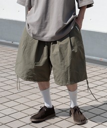 サイドパイピングワイドハーフパンツ