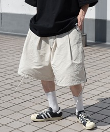 サイドパイピングワイドハーフパンツ