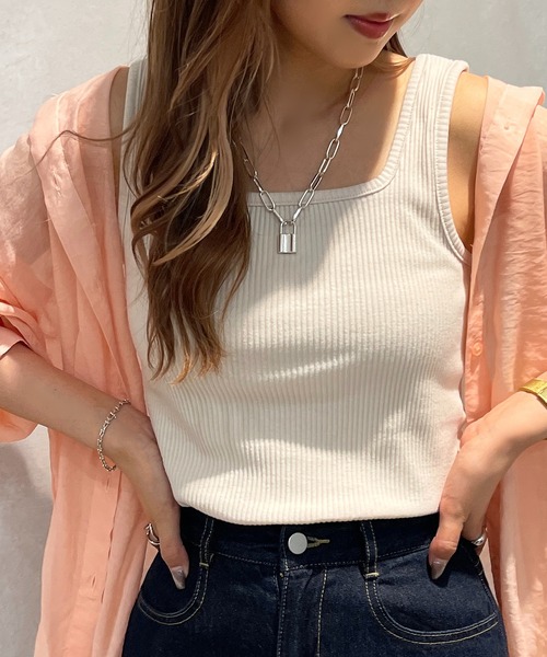 apres jour mignon（アプレジュールミニョン）の「2WAYリブタンク【ZOZOTOWN限定アイテム】（タンクトップ・レディース・ブラック/オレンジ/グリーン/アイボリー/ピンク・X-LARGE/フリー）」の7枚目の写真