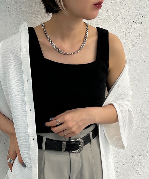 apres jour mignon（アプレジュールミニョン）の「2WAYリブタンク【ZOZOTOWN限定アイテム】（タンクトップ・レディース・ブラック/オレンジ/グリーン/アイボリー/ピンク・X-LARGE/フリー）」の13枚目の写真