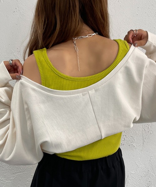 apres jour mignon（アプレジュールミニョン）の「2WAYリブタンク【ZOZOTOWN限定アイテム】（タンクトップ・レディース・ブラック/オレンジ/グリーン/アイボリー/ピンク・X-LARGE/フリー）」の18枚目の写真