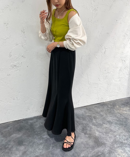 apres jour mignon（アプレジュールミニョン）の「2WAYリブタンク【ZOZOTOWN限定アイテム】（タンクトップ・レディース・ブラック/オレンジ/グリーン/アイボリー/ピンク・X-LARGE/フリー）」の20枚目の写真