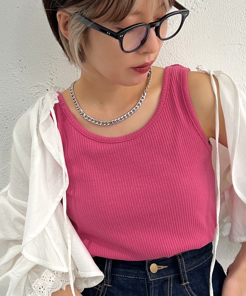 apres jour mignon（アプレジュールミニョン）の「2WAYリブタンク【ZOZOTOWN限定アイテム】（タンクトップ・レディース・ブラック/オレンジ/グリーン/アイボリー/ピンク・X-LARGE/フリー）」の21枚目の写真