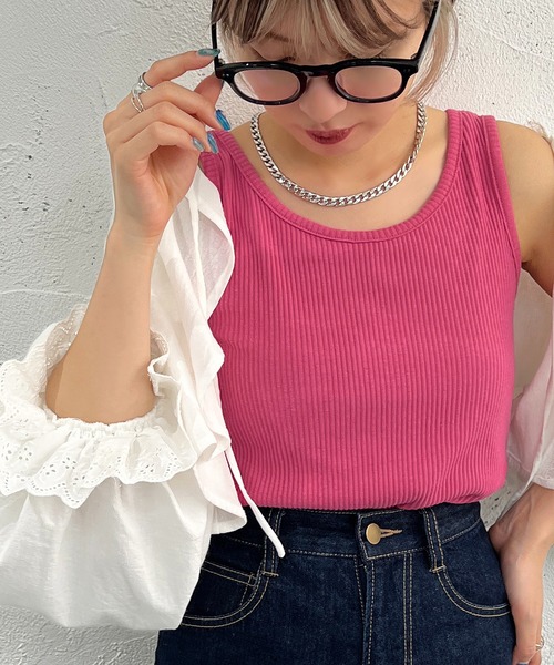 apres jour mignon（アプレジュールミニョン）の「2WAYリブタンク【ZOZOTOWN限定アイテム】（タンクトップ・レディース・ブラック/オレンジ/グリーン/アイボリー/ピンク・X-LARGE/フリー）」の22枚目の写真