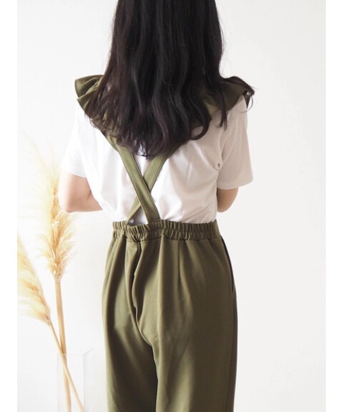 Green　Parks（グリーンパークス）の「natsumi-wearプロデュースアイテム　肩フリルジョーゼットサロペットパンツ（サロペット/オーバーオール・レディース・ベージュ/ブラック/グリーン・FREE）」の7枚目の写真