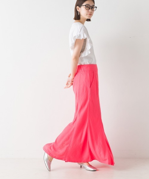 OMNES(オムネス)の「バイオポリウォッシュ 袖ギャザー半袖プルオーバーTシャツ(Tシャツ/カットソー・レディース・ホワイト/ブラック/ラベンダー/ピンクベージュ/チャコール・FREE)」の9枚目の写真