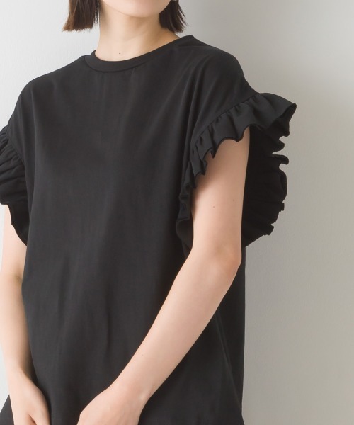 OMNES(オムネス)の「バイオポリウォッシュ 袖ギャザー半袖プルオーバーTシャツ(Tシャツ/カットソー・レディース・ホワイト/ブラック/ラベンダー/ピンクベージュ/チャコール・FREE)」の14枚目の写真