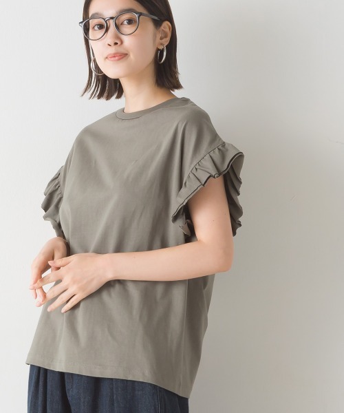 OMNES(オムネス)の「バイオポリウォッシュ 袖ギャザー半袖プルオーバーTシャツ(Tシャツ/カットソー・レディース・ホワイト/ブラック/ラベンダー/ピンクベージュ/チャコール・FREE)」の16枚目の写真