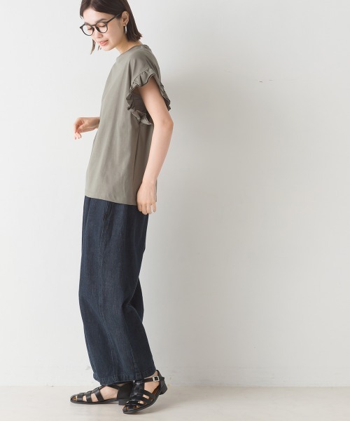 OMNES(オムネス)の「バイオポリウォッシュ 袖ギャザー半袖プルオーバーTシャツ(Tシャツ/カットソー・レディース・ホワイト/ブラック/ラベンダー/ピンクベージュ/チャコール・FREE)」の17枚目の写真