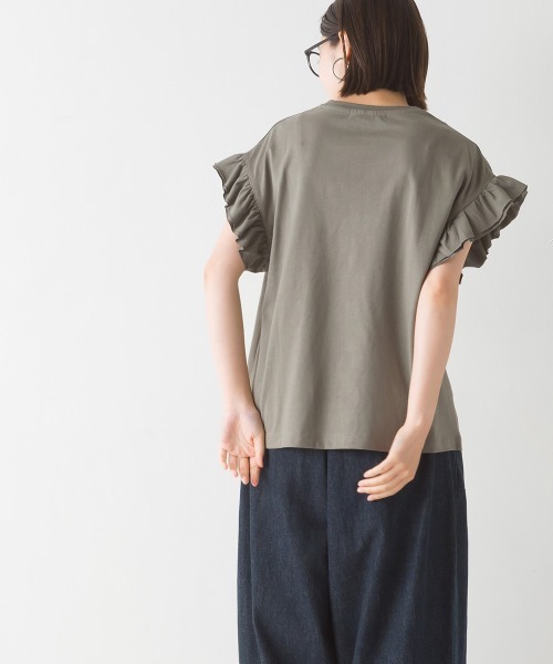 OMNES(オムネス)の「バイオポリウォッシュ 袖ギャザー半袖プルオーバーTシャツ(Tシャツ/カットソー・レディース・ホワイト/ブラック/ラベンダー/ピンクベージュ/チャコール・FREE)」の22枚目の写真