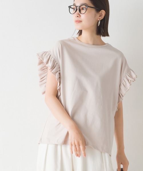 OMNES(オムネス)の「バイオポリウォッシュ 袖ギャザー半袖プルオーバーTシャツ(Tシャツ/カットソー・レディース・ホワイト/ブラック/ラベンダー/ピンクベージュ/チャコール・FREE)」の20枚目の写真