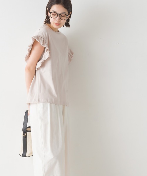 OMNES(オムネス)の「バイオポリウォッシュ 袖ギャザー半袖プルオーバーTシャツ(Tシャツ/カットソー・レディース・ホワイト/ブラック/ラベンダー/ピンクベージュ/チャコール・FREE)」の21枚目の写真