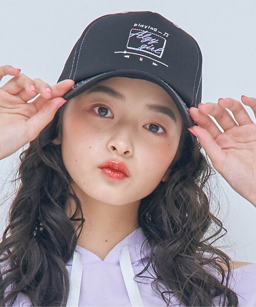 algy（アルジー）の「配色ステッチメッシュキャップ（キャップ・キッズ・ブラック/オフホワイト/ミント/ラベンダー・SMALL/MEDIUM）」の2枚目の写真