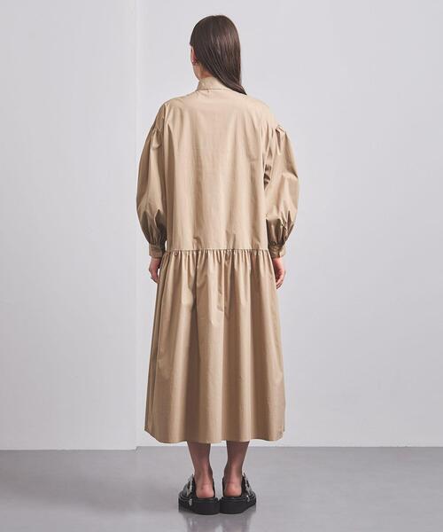 【新品タグ付】ユナイテッドアローズ　P/W ギャザー シャツワンピース　ベージュ UNITED ARROWS（ユナイテッドアローズ）の「P/W ギャザー シャツ