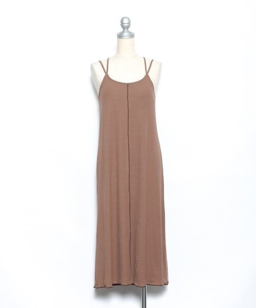 AS KNOW AS PINKY(アズノゥアズピンキー)の「大活躍カップ付コードキャミワンピース(ワンピース・レディース・サンドベージュ/モカ/チャコールグレー・FREE)」の4枚目の写真