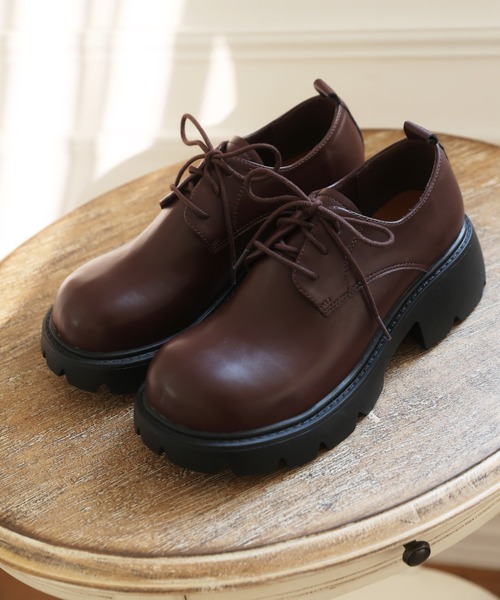 VIVIAN（ヴィヴィアン）の「厚底3ホールレースアップシューズ（ドレスシューズ・レディース・ブラック/ブラウン/グリーン・LL/S/M/L）」の3枚目の写真