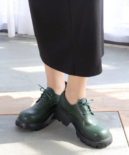 VIVIAN（ヴィヴィアン）の「厚底3ホールレースアップシューズ（ドレスシューズ・レディース・ブラック/ブラウン/グリーン・LL/S/M/L）」の6枚目の写真