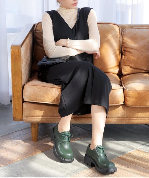 VIVIAN（ヴィヴィアン）の「厚底3ホールレースアップシューズ（ドレスシューズ・レディース・ブラック/ブラウン/グリーン・LL/S/M/L）」の13枚目の写真