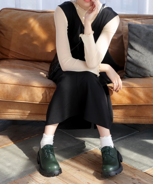 VIVIAN（ヴィヴィアン）の「厚底3ホールレースアップシューズ（ドレスシューズ・レディース・ブラック/ブラウン/グリーン・LL/S/M/L）」の14枚目の写真