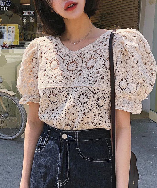 VENCEEXCHANGE（ヴァンスエクスチェンジ）の「クロシェ編みミレースブラウス（シャツ/ブラウス・レディース・ホワイト/オフホワイト・FREE）」の10枚目の写真