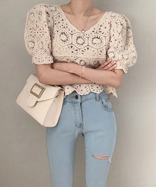 VENCEEXCHANGE（ヴァンスエクスチェンジ）の「クロシェ編みミレースブラウス（シャツ/ブラウス・レディース・ホワイト/オフホワイト・FREE）」の11枚目の写真