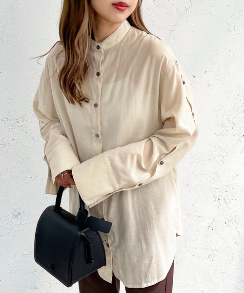 apres jour mignon(アプレジュールミニョン)の「バックスリット2WAYスリーブシャツ【ZOZOTOWN限定アイテム】(シャツ/ブラウス・レディース・ブラック/ライトベージュ/ミント・X-LARGE/フリー)」の10枚目の写真