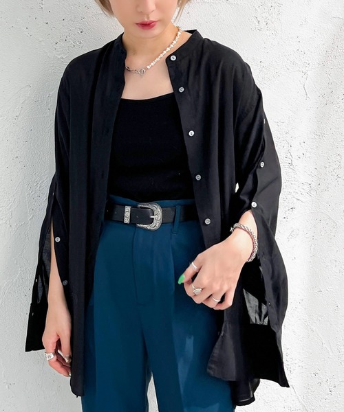 apres jour mignon(アプレジュールミニョン)の「バックスリット2WAYスリーブシャツ【ZOZOTOWN限定アイテム】(シャツ/ブラウス・レディース・ブラック/ライトベージュ/ミント・X-LARGE/フリー)」の13枚目の写真