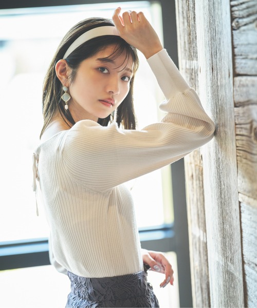 PROPORTION BODY DRESSING(プロポーションボディドレッシング)の「バックレースアップリブニット / 1212270907(ニット/セーター・レディース・ブラック/ホワイト系その他/ピンク・SMALL/MEDIUM)」の1枚目の写真