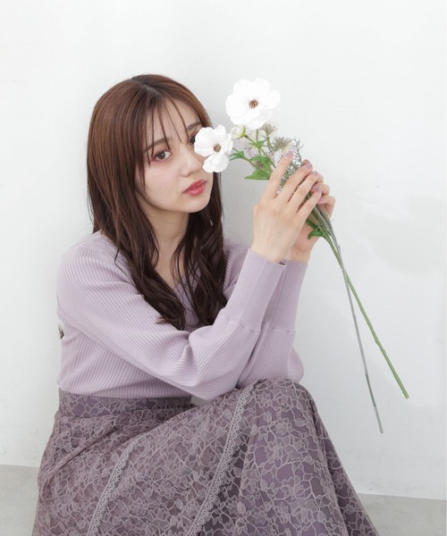 PROPORTION BODY DRESSING(プロポーションボディドレッシング)の「バックレースアップリブニット / 1212270907(ニット/セーター・レディース・ブラック/ホワイト系その他/ピンク・SMALL/MEDIUM)」の3枚目の写真