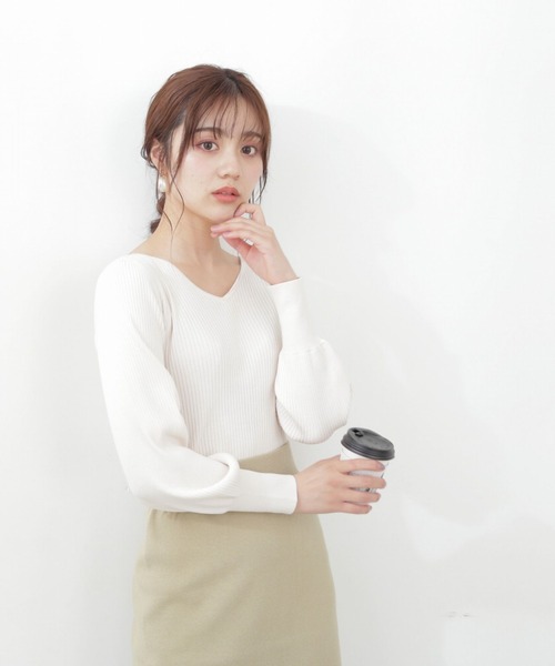 PROPORTION BODY DRESSING(プロポーションボディドレッシング)の「バックレースアップリブニット / 1212270907(ニット/セーター・レディース・ブラック/ホワイト系その他/ピンク・SMALL/MEDIUM)」の6枚目の写真