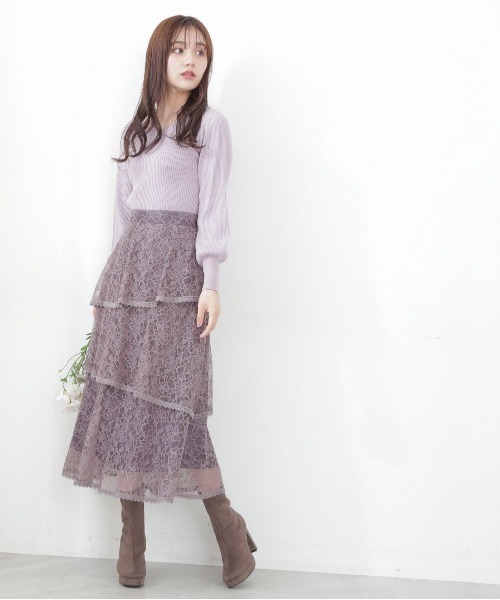 PROPORTION BODY DRESSING(プロポーションボディドレッシング)の「バックレースアップリブニット / 1212270907(ニット/セーター・レディース・ブラック/ホワイト系その他/ピンク・SMALL/MEDIUM)」の7枚目の写真