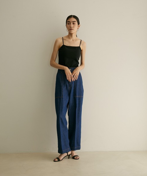 SALON adam et rope'(サロン アダム エ ロペ)の「バックデザインストレッチテレコキャミソール(キャミソール・レディース・ブラック/ベージュ/ブルー・FREE)」の7枚目の写真