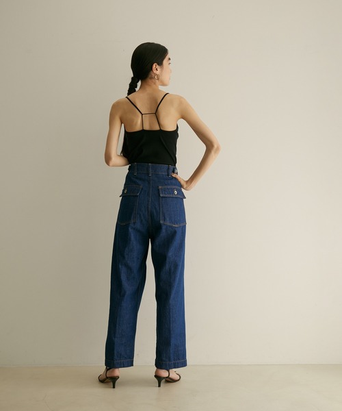 SALON adam et rope'(サロン アダム エ ロペ)の「バックデザインストレッチテレコキャミソール(キャミソール・レディース・ブラック/ベージュ/ブルー・FREE)」の10枚目の写真