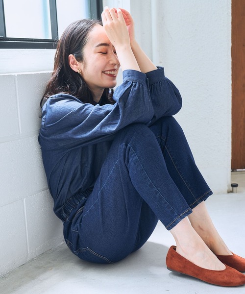 studio CLIP（スタディオクリップ）の「ストレッチデニムイージーパンツ（デニムパンツ・レディース・ブルー/インディゴブルー/ブラック・MEDIUM/X-LARGE/XXX-LARGE/PM/LARGE/SMALL/XX-LARGE）」の14枚目の写真