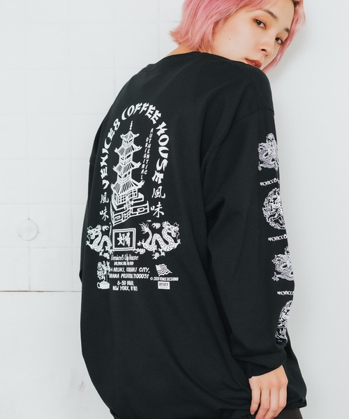 ROOPTOKYO（ループトウキョウ）の「VENICE8 COFFEE HOUSE/ベニス8コーヒーハウス Souvenir China Cook L/S Tee ロングスリーブT 長袖Tシャツ バックプリント（Tシャツ/カットソー・メンズ・オレンジ/ブラック/ホワイト・L/XL/M）」の3枚目の写真