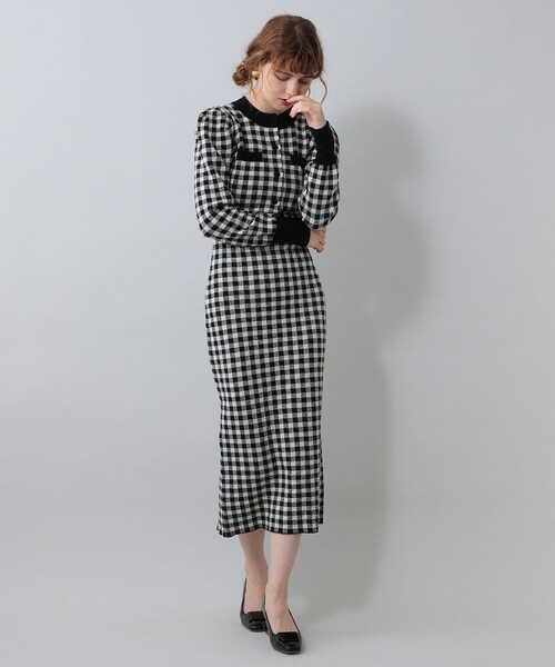 DEICY（デイシー）の「ギンガムチェックニットワンピ―ス