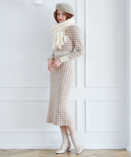 DEICY（デイシー）の「ギンガムチェックニットワンピ―ス（ワンピース