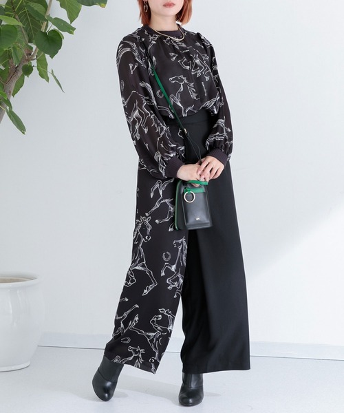 DOLLUPOOPS（ドールアップウップス）の「doll up oops BIGHORSEプリントブラウス（シャツ/ブラウス・レディース・ブラック/アイボリー・FREE）」の6枚目の写真